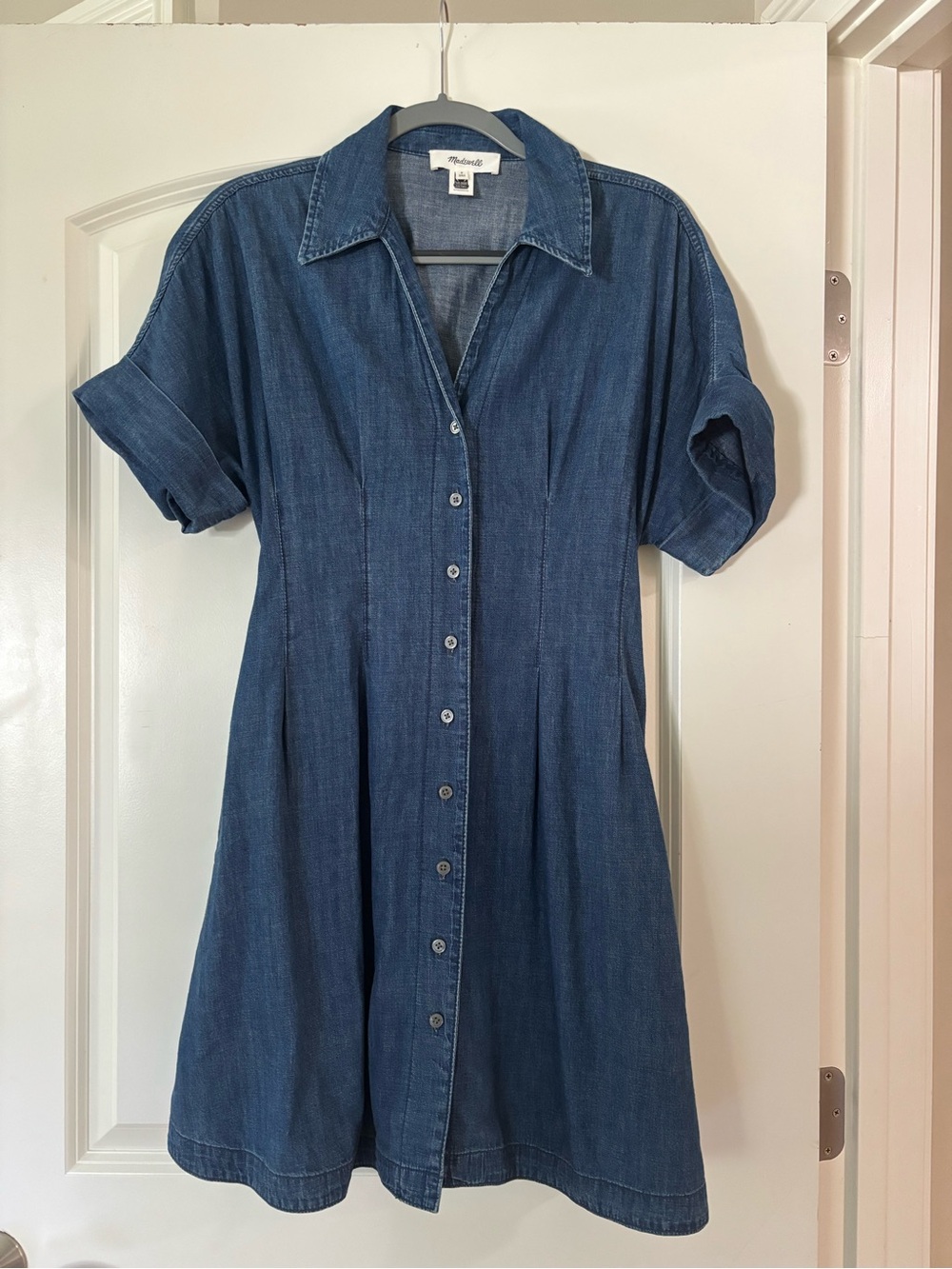 Madewell Dark Blue Denim Button-Front Shirt Dress, Never Worn